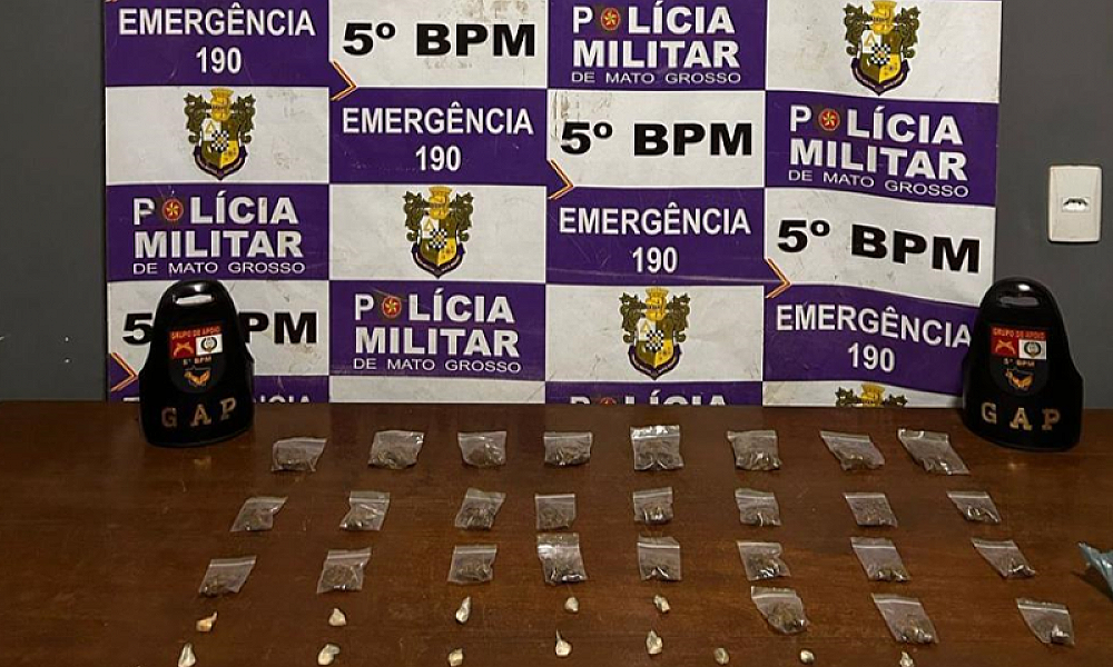 Jovem é preso com 47 porções de drogas em Rondonópolis