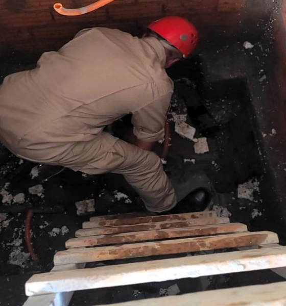 Bombeiros resgatam homem que caiu em fosso de elevador em Rondonópolis