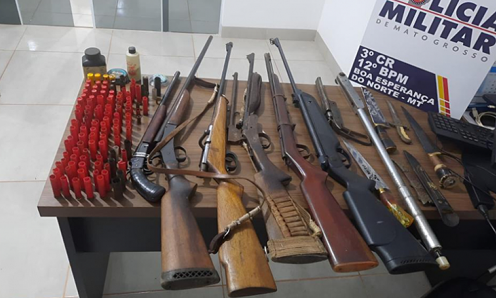 Homem é preso com sete armas de fogo após ameaçar familiares em Boa Esperança do Norte