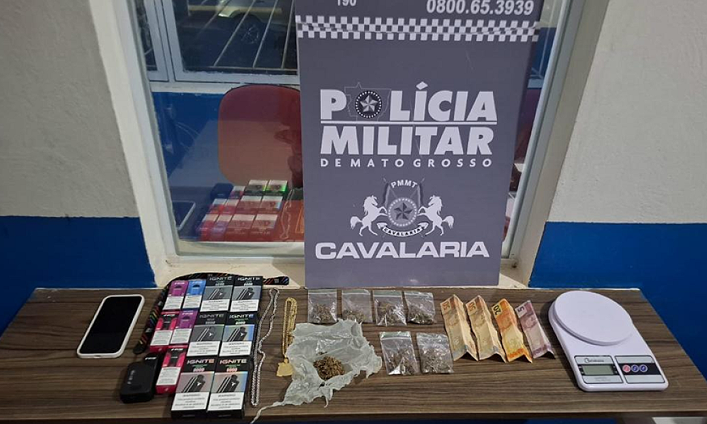 Homem é preso com porções de maconha e cigarros eletrônicos em Lucas do Rio Verde