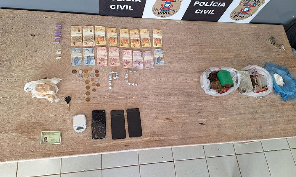 Polícia Civil prende duas pessoas por tráfico de drogas em Cotriguaçú