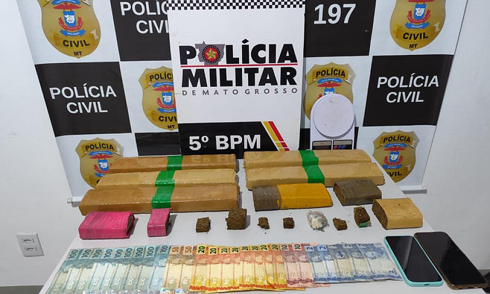 Dupla é presa com 7 quilos de maconha durante ação das polícias Civil e Militar em Pedra Preta