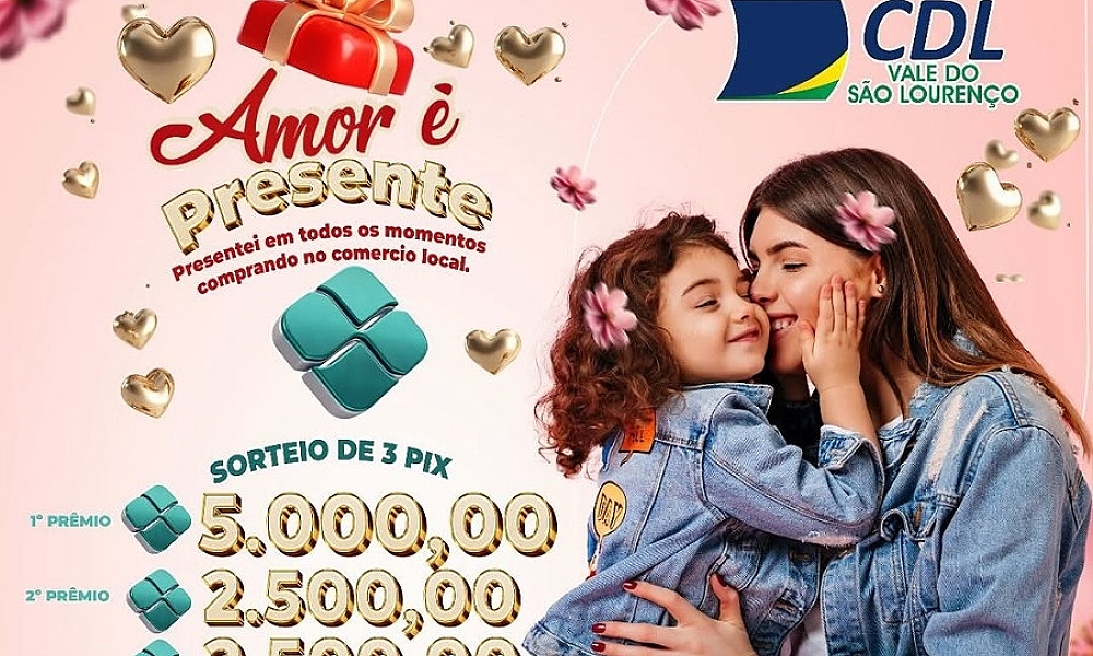 CDL Vale do São Lourenço premia consumidores na promoção 'Amor é Presente - 2025' em sorteio transmitido ao vivo