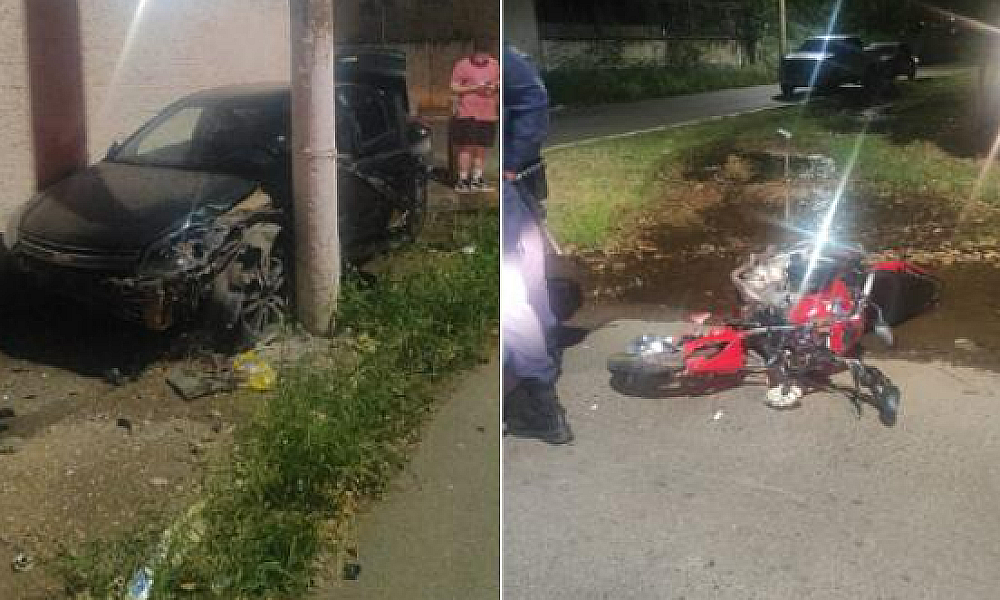 Motociclista invade preferencial e colide com carro em Várzea Grande