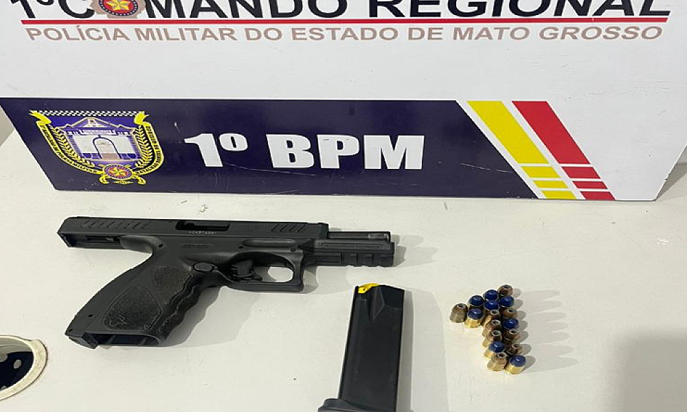 PM prende homem armado com pistola e 17 munições em Cuiabá