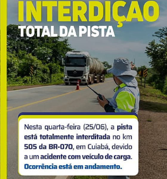 Pista Liberada: Carreta tomba e pega fogo na Rodovia dos Imigrantes em Cuiabá