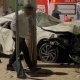 Carro fica destrudo aps coliso em avenida no Centro Norte de Cuiab