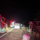Homem  socorrido pelo Corpo de Bombeiros aps tombamento de carreta em General Carneiro