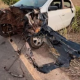 Carro  destrudo em coliso com caminho boiadeiro na zona rural de Sinop