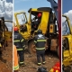 Motorista fica preso s ferragens em acidente entre caminhes em Nova Mutum (Vdeo)