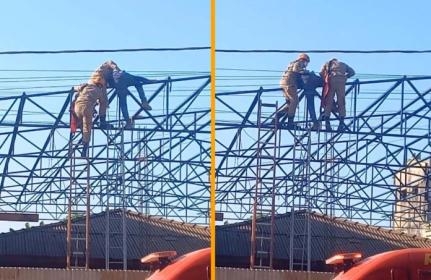 Trabalhador tem queimaduras no corpo ap�s sofrer descarga el�trica