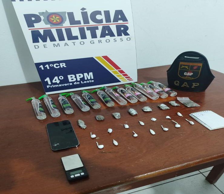 Homem � preso por tr�fico com lan�a-perfume, maconha e coca�na em Primavera do Leste