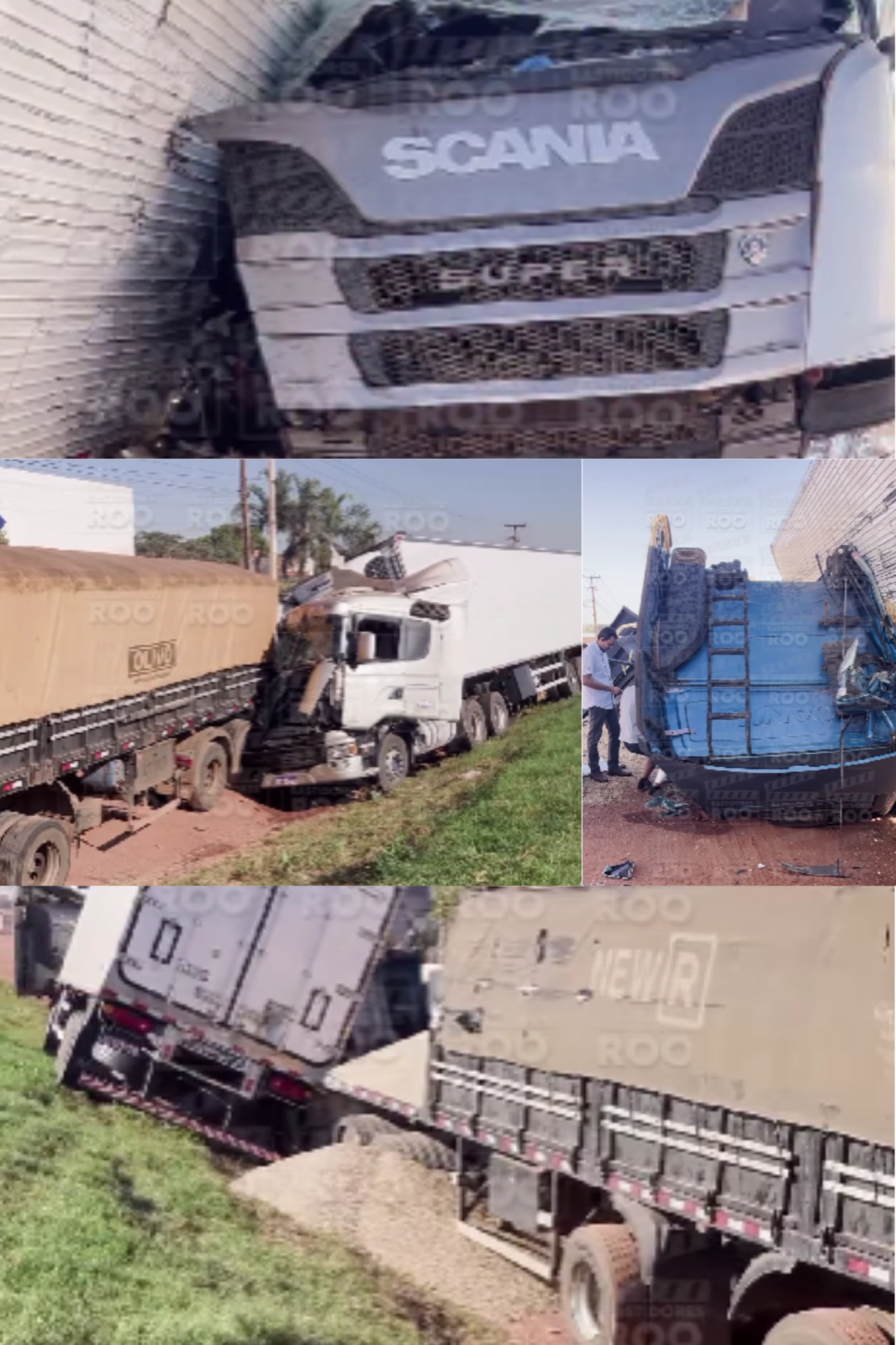 Coliso entre trs carretas mobiliza resgate e deixa ferido na BR-364 