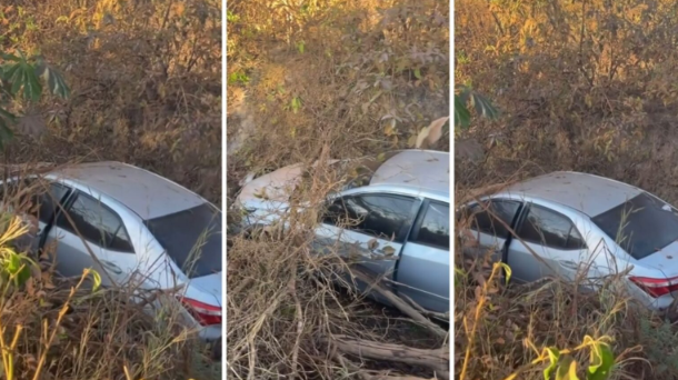 PM recupera Corolla roubado em mata na zona rural de Lucas do Rio Verde