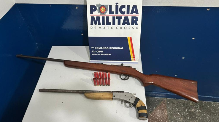Homem � preso com duas armas artesanais e muni��es em Barra do Bugres