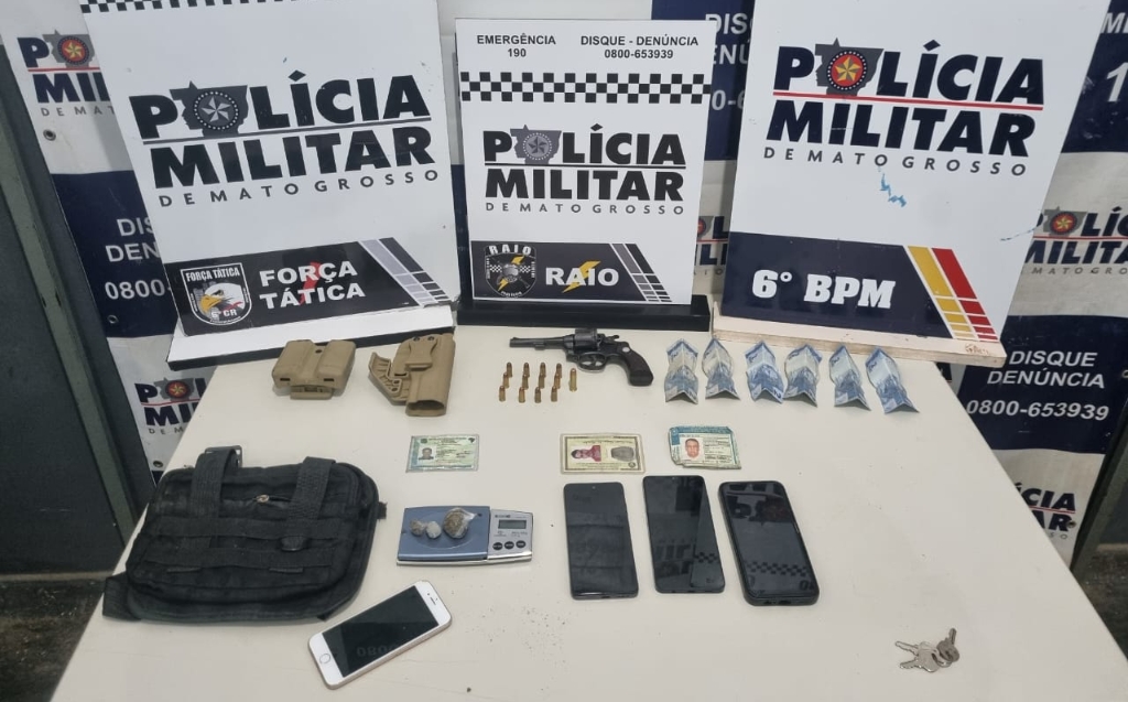 PM prende quadrilha suspeita por tentativa de homic�dio, porte ilegal de arma de fogo e tr�fico de drogas em C�ceres