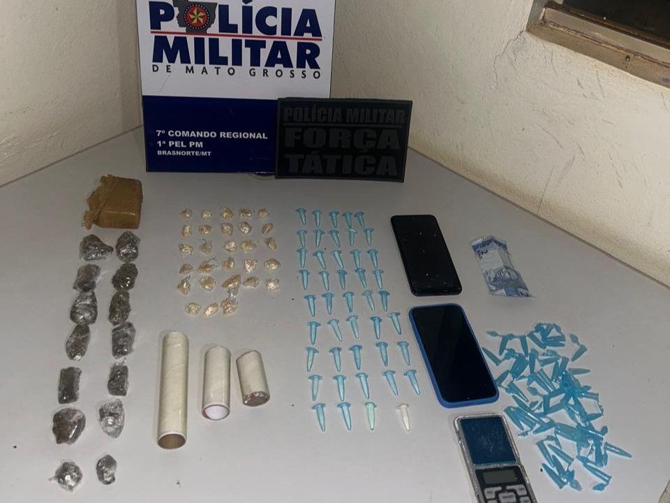 Fora Ttica prende dois faccionados por trfico de drogas em Brasnorte