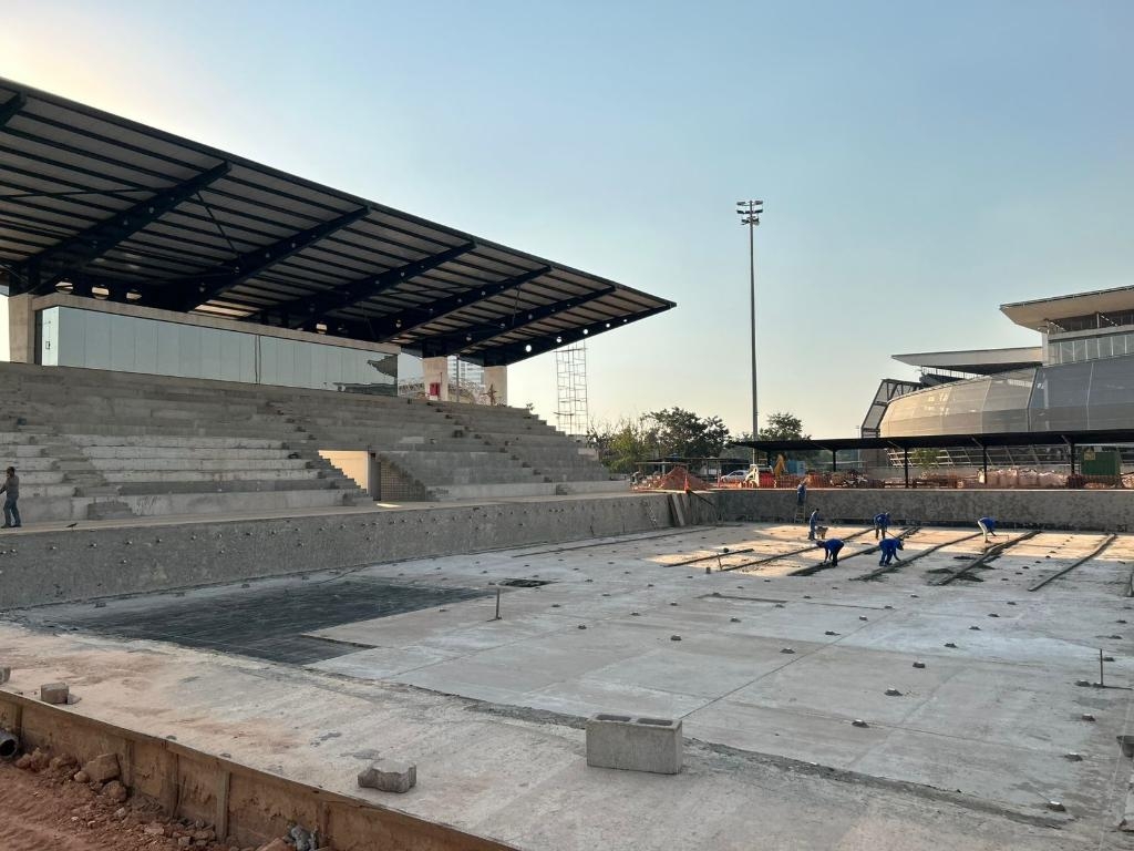 Obras de moderniza��o da piscina ol�mpica no Complexo Arena Pantanal chegam a 60%