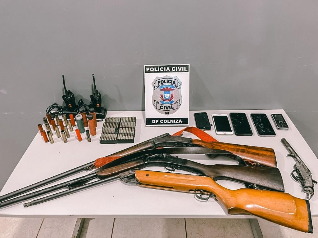 Pol�cia Civil prende dois homens e apreende armas e muni��es em Cotrigua�u