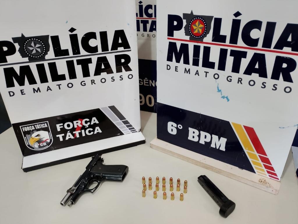 Pol�cia Militar conduz dois faccionados para delegacia e apreende arma de fogo em C�ceres