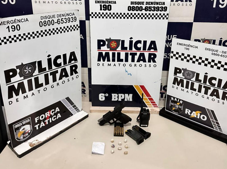 Pol�cia Militar prende tr�s faccionados e apreende arma de fogo em C�ceres