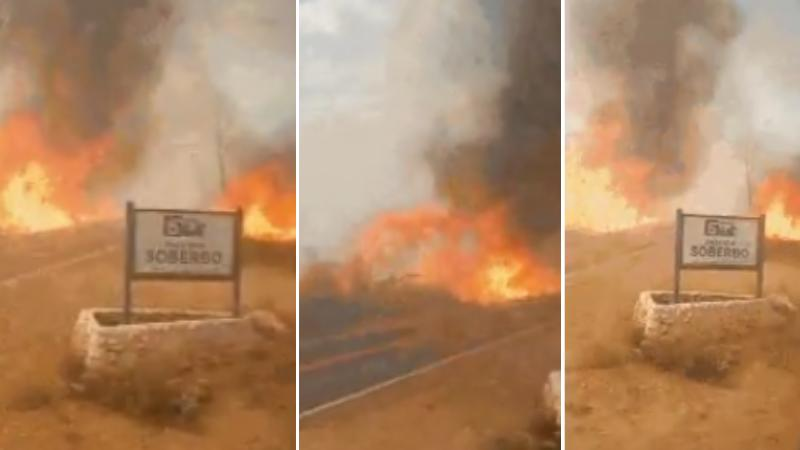 nibus com funcionrios de resort  evacuado por causa de incndio na MT-351