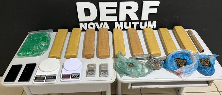Polcia Civil apreende nove tabletes de maconha e prende dois por trfico em Nova Mutum