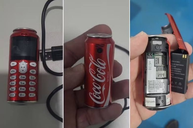 Celular em miniatura de lata de Coca-Cola � encontrado dentro de cela em pres�dio de Ju�na