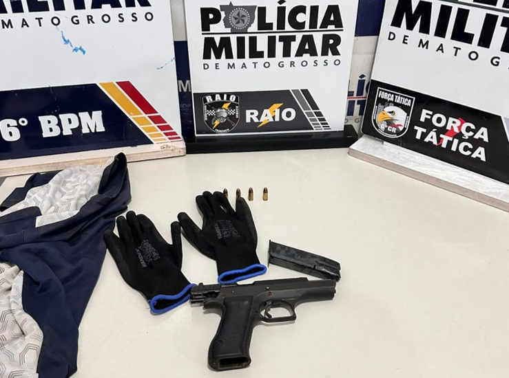 Faccionado � preso com pistola durante a��o da PM em C�ceres