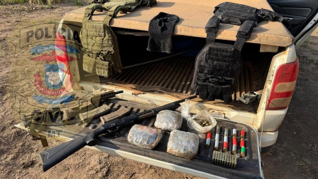 Pol�cias Civil e Militar apreendem armamentos pesados, muni��es e drogas em C�ceres