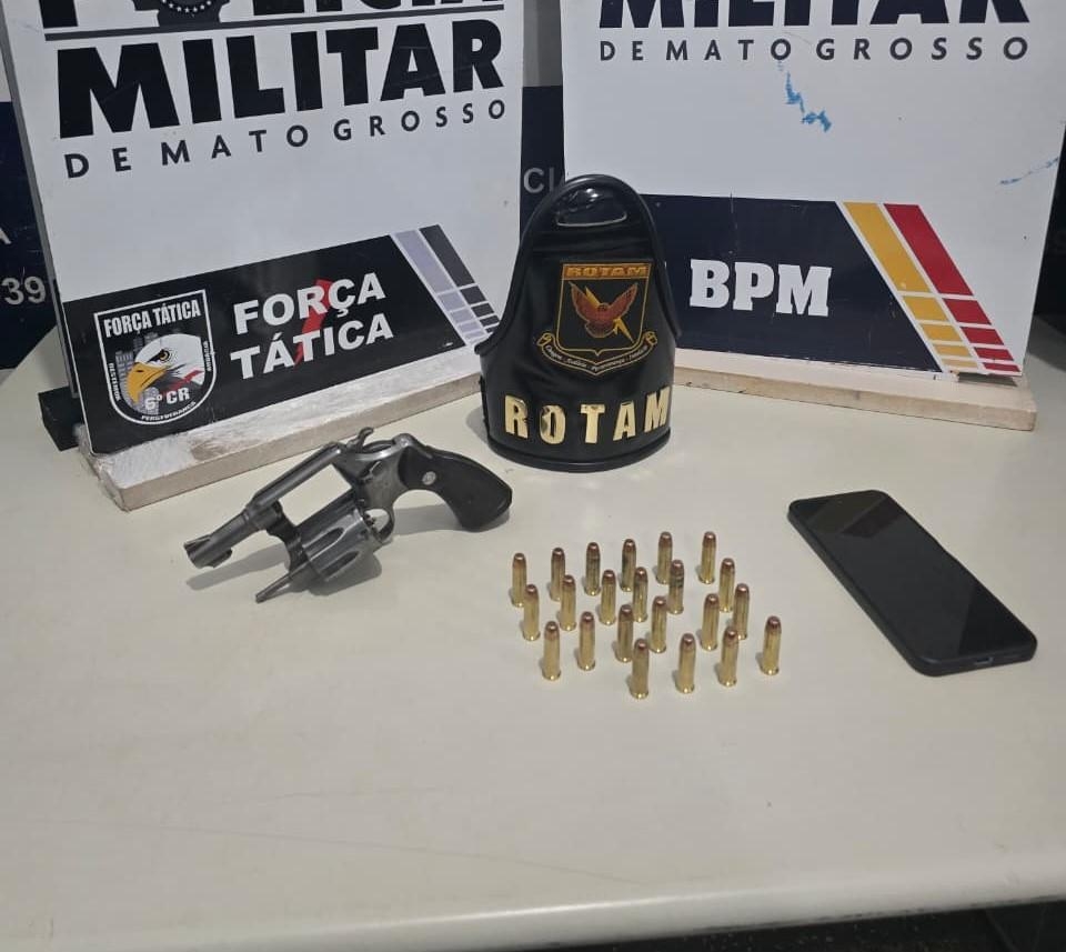 Pol�cia Militar frustra tentativa de homic�dio e det�m dupla com arma de fogo e muni��es em C�ceres