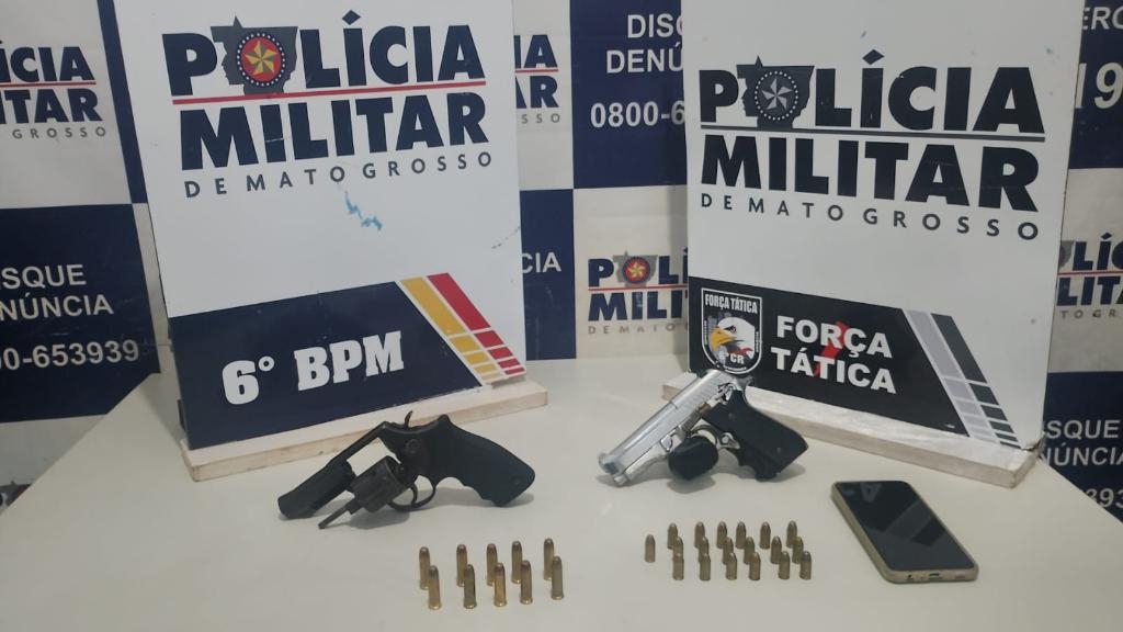Pol�cia Militar det�m tr�s faccionados e apreende armas de fogo em C�ceres