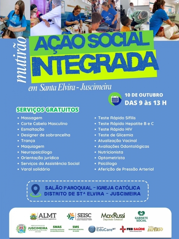 Prefeitura de Juscimeira leva mutiro de servios gratuitos ao distrito de Santa Elvira nesta quinta-feira