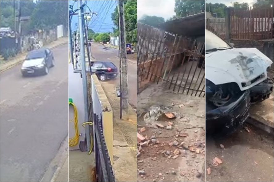 Adolescente destr�i muro de resid�ncia ap�s perder controle de carro 