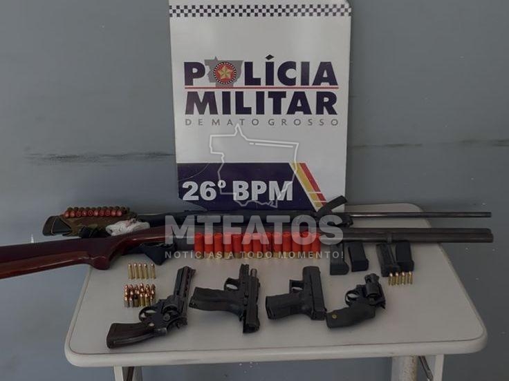 Pol�cia Militar prende homem com seis armas de fogo em Santa Rita do Trivelato