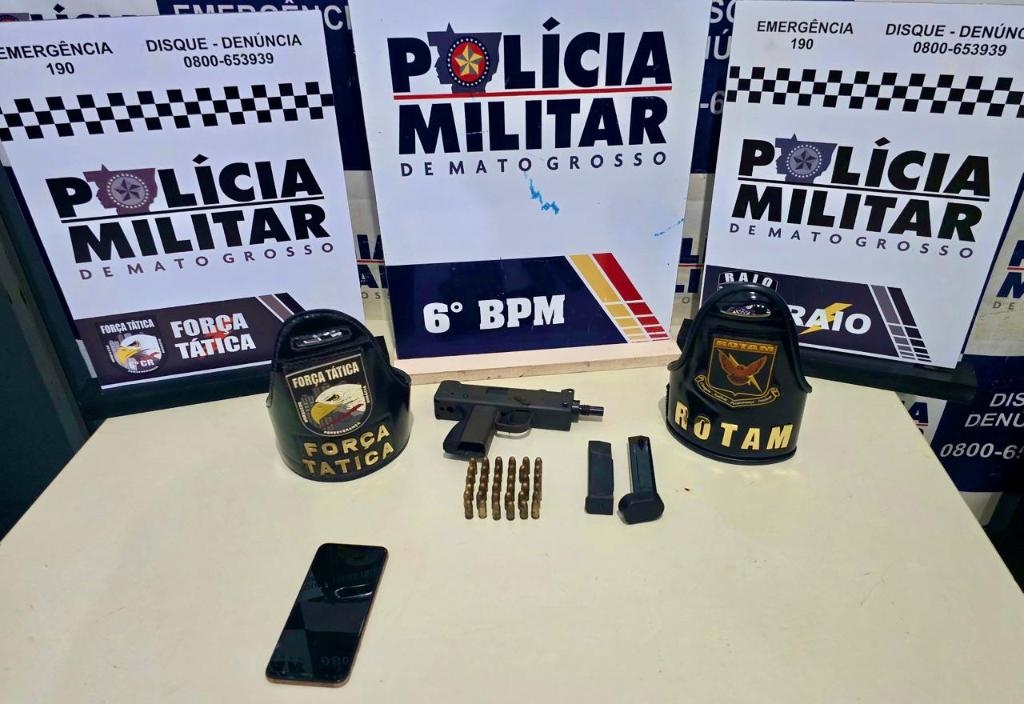 PM frustra plano de homicdio e apreende adolescentes faccionados com submetralhadora em Cceres