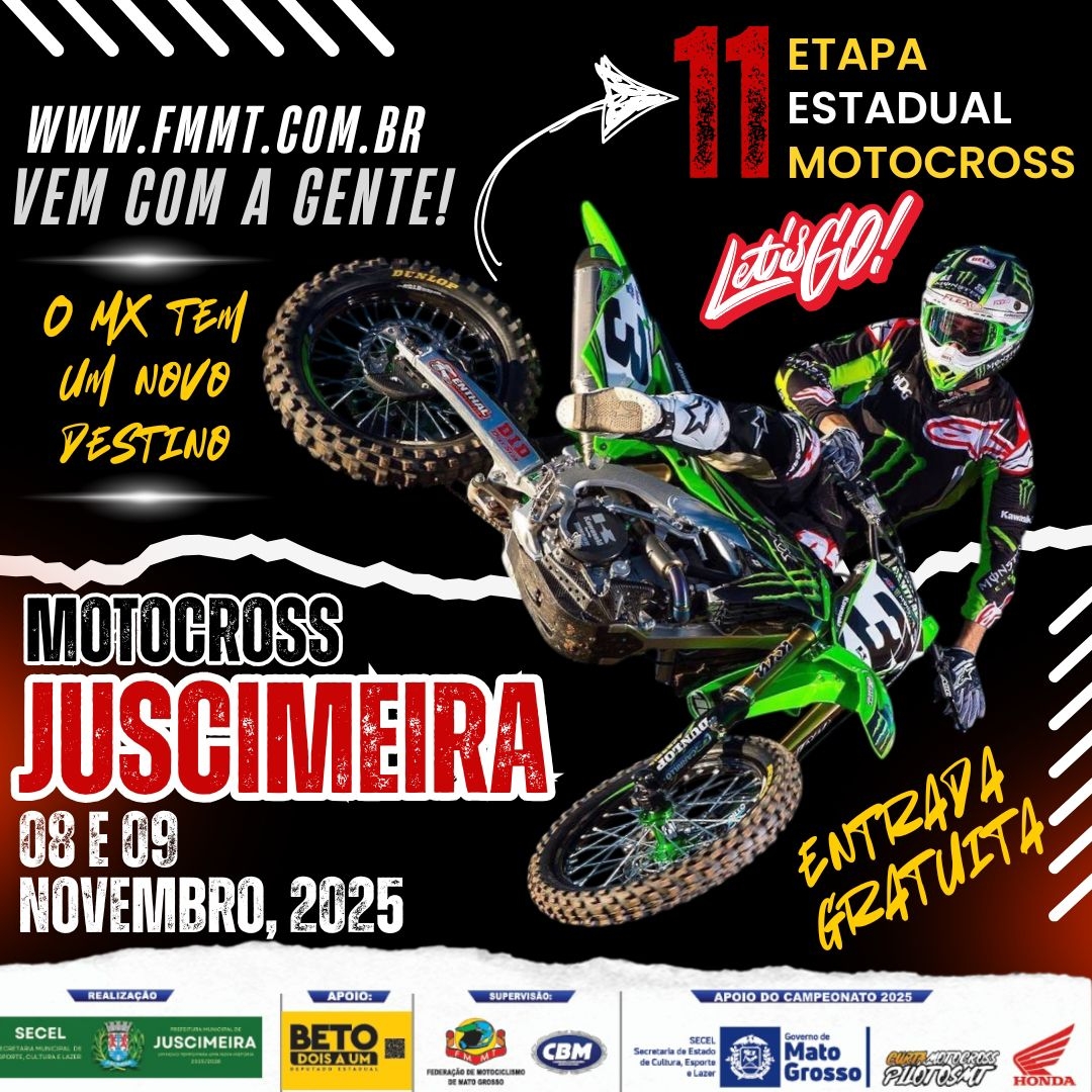 Juscimeira recebe 11 Etapa Estadual de Motocross com dois dias de shows e muita velocidade