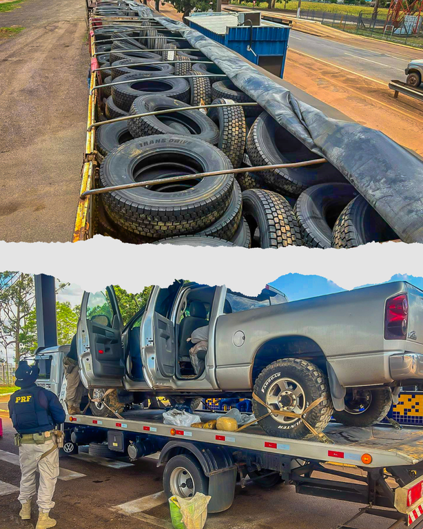 PRF apreende mais de 230 kg de drogas e carga de pneus contrabandeados em opera��es na BR-364, em Rondon�polis