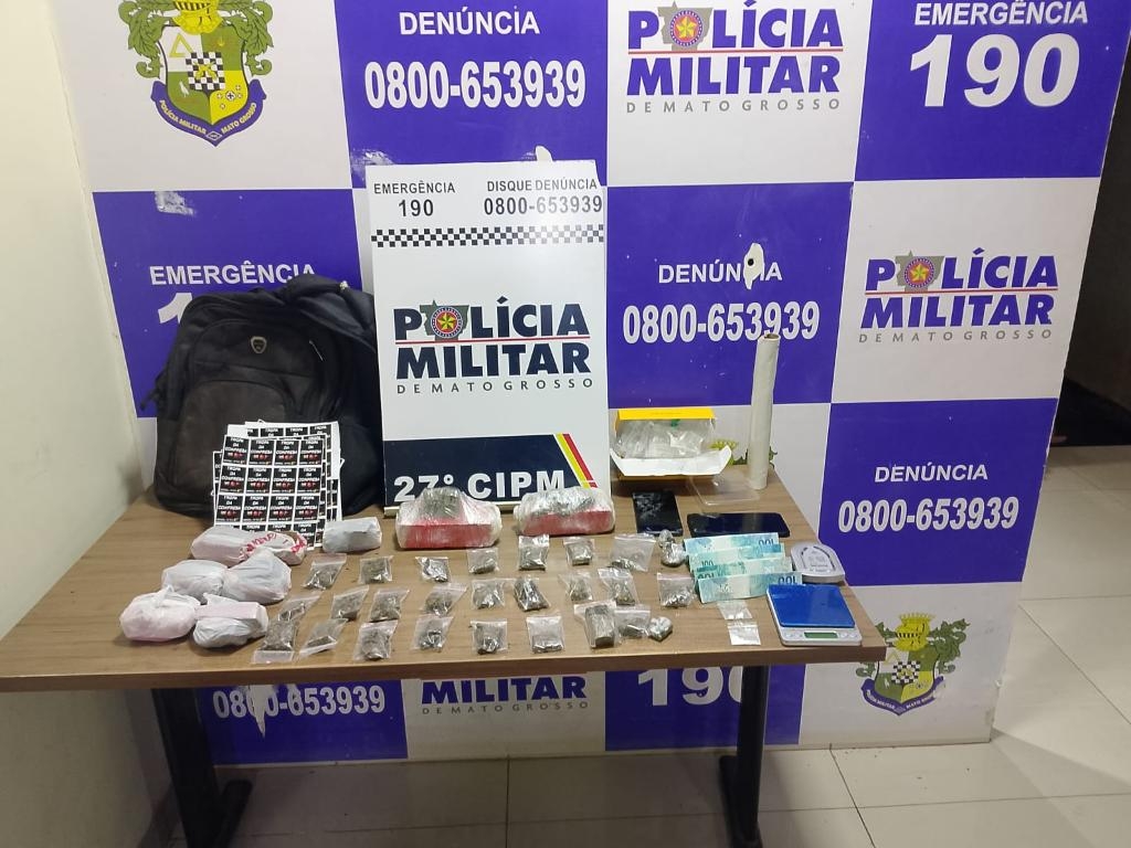 Pol�cia Militar fecha ponto de venda de drogas e prende faccionado em Confresa