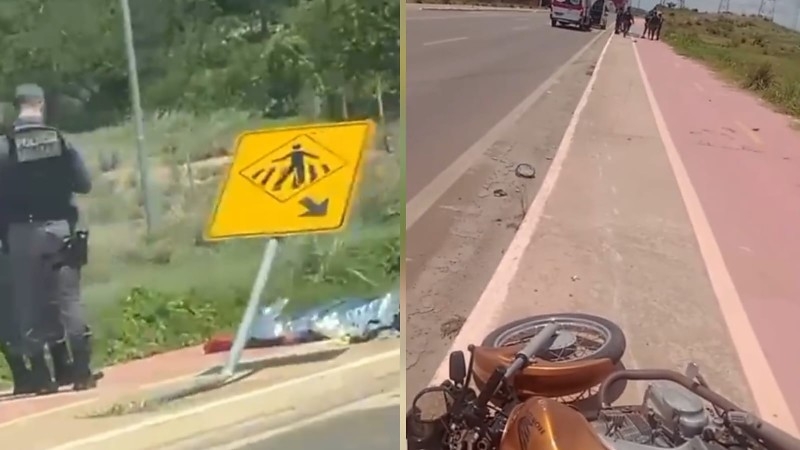 Condutor perde controle e morre ao colidir contra placa no Contorno Leste, em Cuiab� (Video)