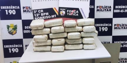 Homem � preso em flagrante pela PM transportando 20 tabletes de skank