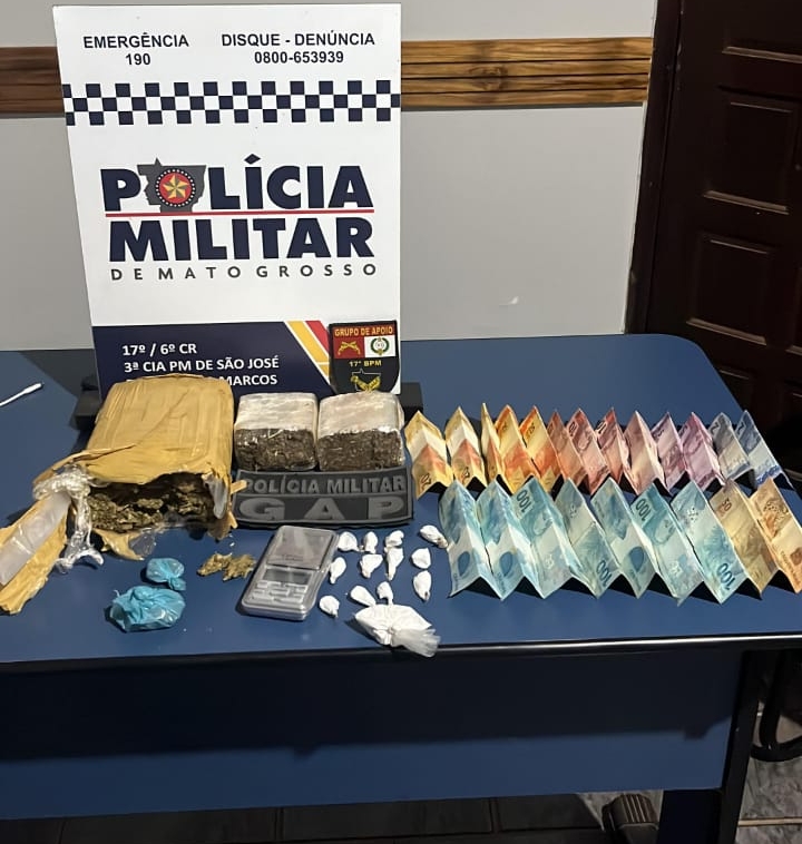 Pol�cia Militar prende dois faccionados por tr�fico e apreende por��es de drogas