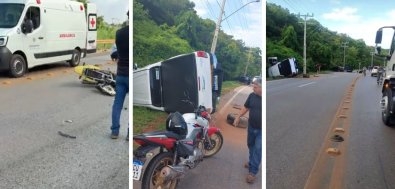 Colis�o envolvendo moto e dois carros deixa ao menos tr�s feridos em estrada de Diamantino(V�deo)