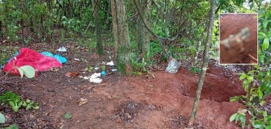 Pol�cia Civil encontra corpo enterrado em mata e investiga execu��o ligada a fac��o em Alto Taquari(V�deo)