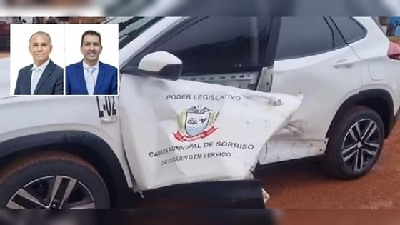 Colis�o com carreta atinge carro oficial da C�mara de Sorriso na BR-163 e assusta ocupantes(V�deo)