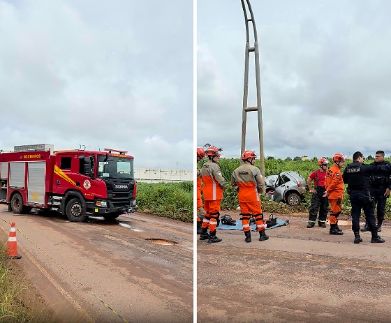 Colis�o contra poste mata motorista na MT-140, entre Sinop e Santa Carmem(V�deo)