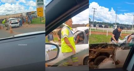 Mulher e crian�a morrem ap�s colis�o entre carro e carreta na BR-163