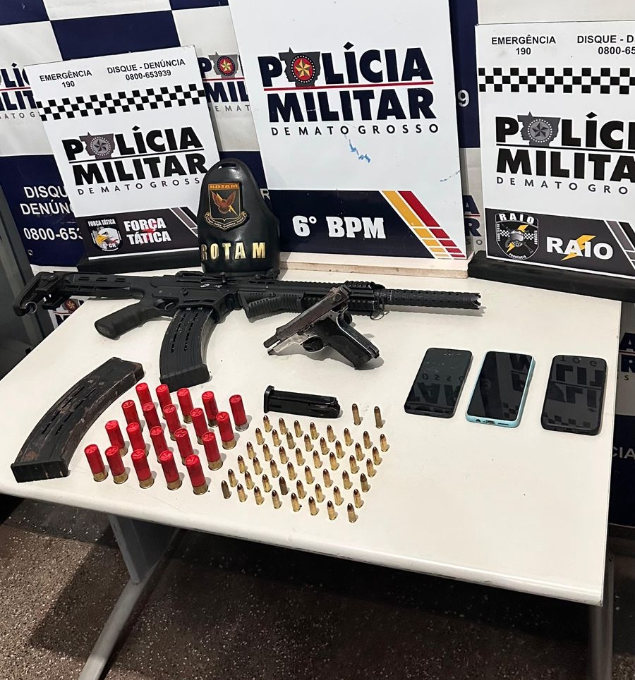 PM prende quatro faccionados, apreende armas de fogo e muni��es em C�ceres