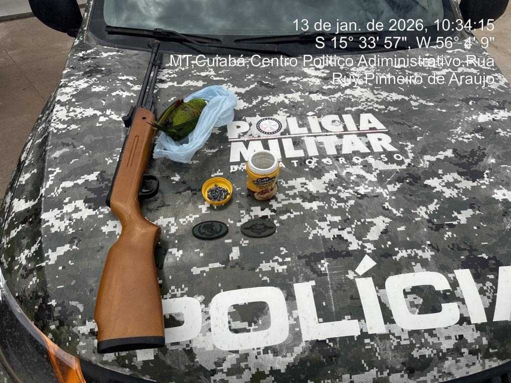 Batalh�o Ambiental prende homem por matar ave silvestre com espingarda em Cuiab�