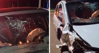 Motorista embriagado dorme ao volante e atinge carreta estacionada em Campo Novo dos Parecis(V�deo)